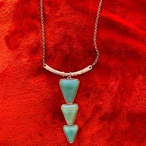 Gold Bar with Green Stone Trio Necklace